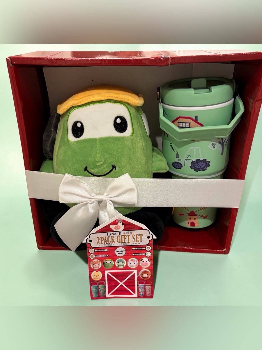 Luna & Arlo Green Plush Tractor 2-Pack Gift Set